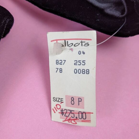 Vintage 1980s Deadstock Talbots Sexy Black Velvet Two Piece Skirt Suit Set - Picture 8 of 10